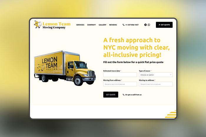 Лендинг для мувинговой компании Нью Йорк